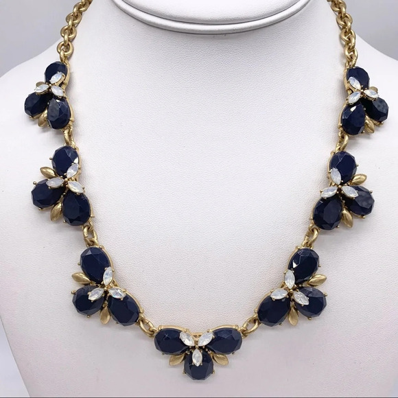 J. Crew Jewelry - J. Crew Navy Blue Jeweled Necklace